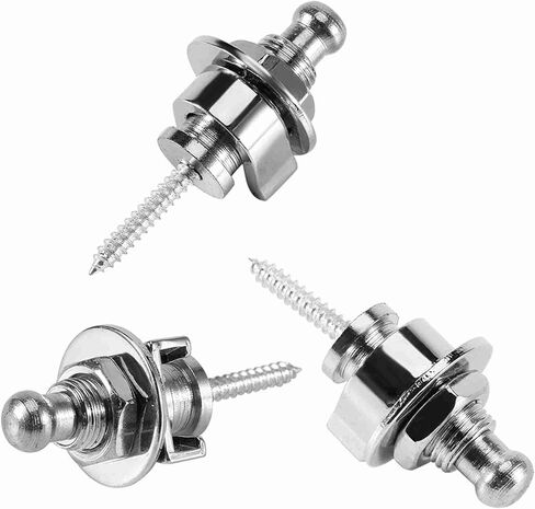 أقفال وأزرار حزام الجيتار الكهربائي، 10 قطع من أزرار حزام الجيتار، مجموعة إكسسوارات الجيتار ذات الأشرطة المعدنية دبابيس نهاية للجيتار الكهربائي والباس، 1.96 × 0.86 بوصة، فضي in Kuwait