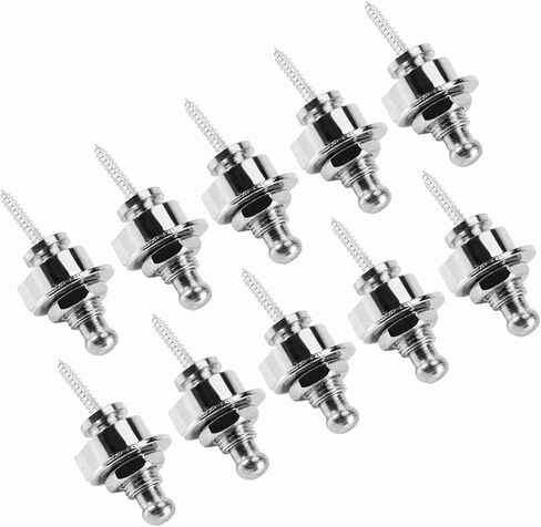 أقفال وأزرار حزام الجيتار الكهربائي، 10 قطع من أزرار حزام الجيتار، مجموعة إكسسوارات الجيتار ذات الأشرطة المعدنية دبابيس نهاية للجيتار الكهربائي والباس، 1.96 × 0.86 بوصة، فضي in Kuwait