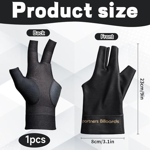 Billiards Glove for Left Hand 3 Finger, Pool Cue Glove with Comfortable Fit, Professional Snooker Accessory for Training and Competition, Black in Kuwait