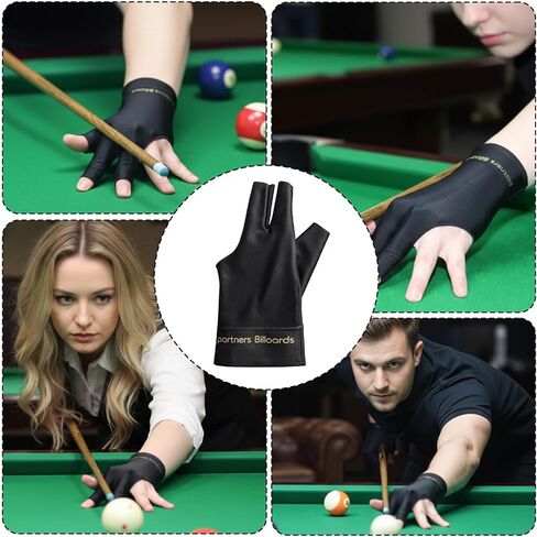 Billiards Glove for Left Hand 3 Finger, Pool Cue Glove with Comfortable Fit, Professional Snooker Accessory for Training and Competition, Black in Kuwait