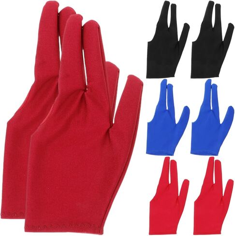 8 قطعة قفازات يويو تنفس ثلاثة أصابع قفازات تدريب البلياردو السنوكر إكسسوارات رياضية أسود أحمر النبيذ للرجال والنساء in Kuwait