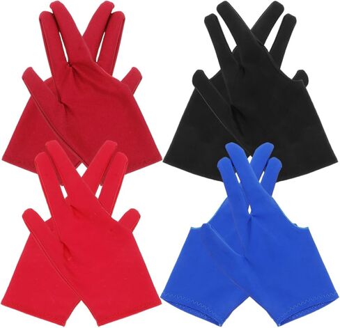 8 قطعة قفازات يويو تنفس ثلاثة أصابع قفازات تدريب البلياردو السنوكر إكسسوارات رياضية أسود أحمر النبيذ للرجال والنساء in Kuwait