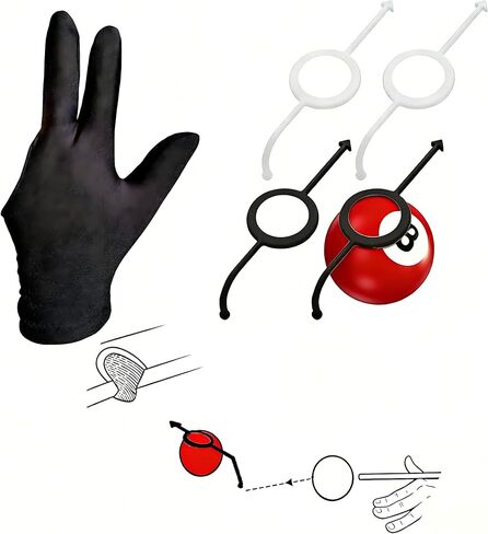 5-Pack Billiard Training Aids, Billiards Angle Trainer for 2-1/4" Balls, Improve Shot Accuracy, Ideal for Beginners & Intermediate Players, Includes Billiard Glove (White/Black) in Saudi Arabia