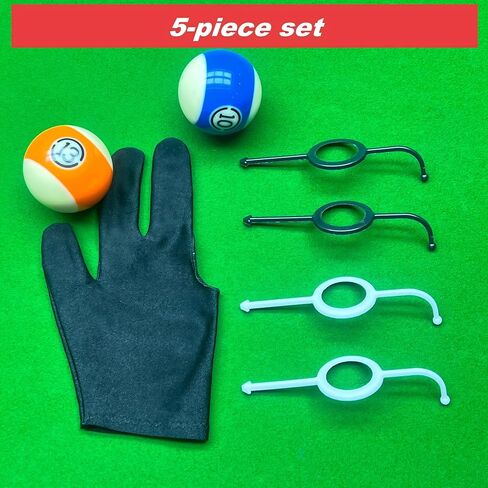 5-Pack Billiard Training Aids, Billiards Angle Trainer for 2-1/4" Balls, Improve Shot Accuracy, Ideal for Beginners & Intermediate Players, Includes Billiard Glove (White/Black) in Saudi Arabia