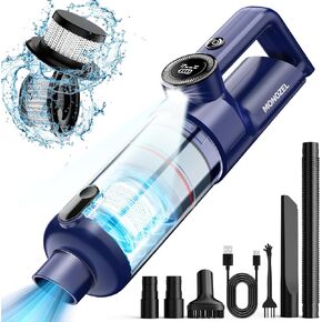 Handheld Vacuum Cordless - Car Vacuum Cleaner with Brushless Motor, 15kPa Powerful Suction Vacuum with LED Light, Type C Port, 2 Fliters, Portable Hand Vacuum for Home, Pet and Car in Kuwait