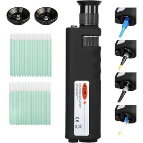 3-Piece Fiber Optic Cleaning Tool 400X Fiber Optic Microscope with 2.5mm SC/FC/ST and 1.25mm LC adapters, Belt 2.5mm/1.25mm Fiber Optic Cleaning Cotton Swab Suitable for SC/FC/ST/LC/MU adapters in Kuwait