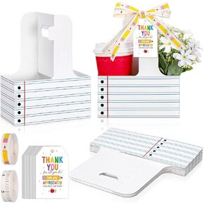 Ferrochef 12 مجموعة من هدايا تقدير المعلمين، 2 كوب حامل للمشروبات مع بطاقة تهنئة، شريط شكر، حامل أكواب للاستعمال مرة واحدة مع مقبض لهدايا عيد ميلاد المدرسة ويوم المعلمين in Kuwait