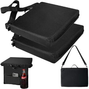 moonysweet Portable Stadium Seat Cushions Outdoor Seat Cushions for Sports Events with Handle and Shoulder Strap Oxford Fabric Zipper Design with 2.3" Extra Thick High-Density Foam (2 Pack Black) in Saudi Arabia