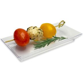 50ct Small 5" Clear Rectangle Mini Dessert Plastic Plates | Disposable Tiny Appetizer Serving Tray | Recyclable Clear Plastic Plates | Perfect for Mini Appetizer Plates for Parties, Weddings CMJJ in Saudi Arabia