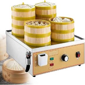 Commercial Electric Dim Sum Steamer 4 6 Hole Steamed Bun Machine Dry Boiling Water Shortage Alarm and Independent Water Supply 30 110℃ Temperature Adjustment Stainless Steel U Tube Heati in Kuwait