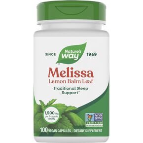 Nature's Way Melissa Lemon Balm Leaf, Traditional Sleep Support*, 1,500 mg per 3-Capsule Serving, Non-GMO Project Verified, 100 Vegan Capsules (Packaging May Vary) in Kuwait