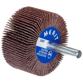 Merit High Performance Mandrel-Mounted Mini Grind-O-Flex Abrasive Flap Wheel, Round Shank, Ceramic Aluminum Oxide, 2" Dia., 1" Face Width, Grit 60, 25000 Max RPM (Pack of 10) in Kuwait