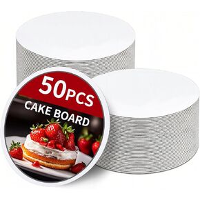 50-Pack Cake Boards 5 inch Round, Cardboard Cake Board Rounds, White Disposable Cake Plates, Cake Circles Rounds Base Food-Grade Disposable Cake Plate Stand for Cake DIY, Dessert Display(5 Inch) in Saudi Arabia