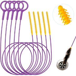 مزيل سدادة شعر الثعبان المعدني مقاس 81.28 سم، أداة إزالة شعر الثعبان قابلة لإعادة الاستخدام، منظف مرن مقاوم للكسر، منظف تصريف الثعبان للاستحمام وحوض الاستحمام وحوض المطبخ (5 عبوات) in Kuwait