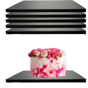 لوح طبل الكيك الاحترافي، مربع أسود، عالي التحمل، 12 × 12 بوصة، سمك 1/2 بوصة، 5 عبوات in Kuwait