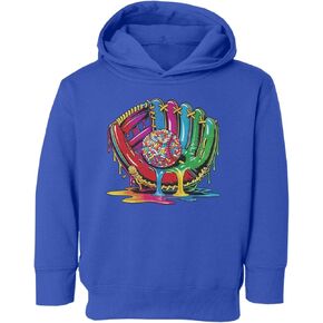 Dripping Baseball Glove Ice Cream Drip Sports Fans Toddler Hooded Sweatshirt in Saudi Arabia