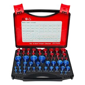 52PCS Nut and Bolt Thread Checker, 28 Inch & 24 Metric Box Set Thread Gauge, Thread Checker Kit in Standard and Metric Suitable for Nut Bolt Size Finder on Tricky and Narrow Area in Kuwait