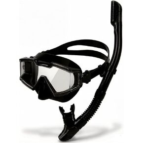 مجموعة غص، قناع غوص ذو رؤية بانورامية بزاوية 180 درجة، قناع غوص مضاد للضباب مع حماية من الأشعة فوق البنفسجية، معدات غطس مضادة للتسرب مع غطاء علوي جاف للغطس باللون الأسود in Kuwait