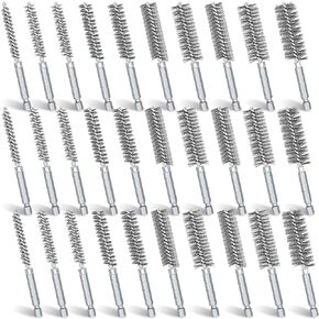 Zonon 30 Pcs Bore Brush for Drill Wire Bore Cleaning Brush Set for Power Drill Impact Driver 1/4 Inch Hex Shank, 8, 10, 11, 12, 13, 15, 16, 17, 18 and 19mm (Stainless Steel) in Kuwait