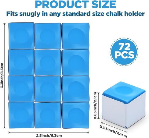 72 Pcs Pool Chalk Cubes, Billiard Cue Chalks, Pool Stick Chalk Table Accessories for Clubs Bars Home in Saudi Arabia