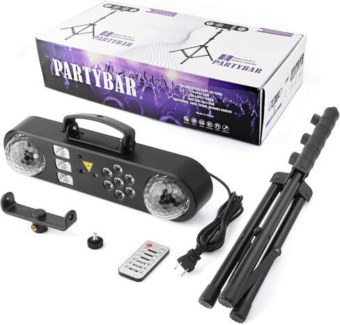 أضواء ديسكو دي جي مع حامل - مجموعة إضاءة بار حفلات المسرح مع كرة دوارة ملونة RGB LED Par Light نظام إضاءة للتحكم عن بعد يعمل بالصوت لحفلات الزفاف ونادي الحفلات in Kuwait