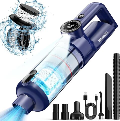 Handheld Vacuum Cordless - Car Vacuum Cleaner with Brushless Motor, 15kPa Powerful Suction Vacuum with LED Light, Type C Port, 2 Fliters, Portable Hand Vacuum for Home, Pet and Car in Kuwait