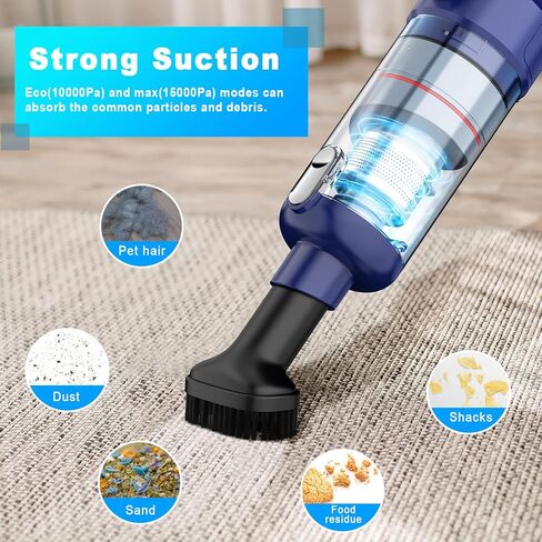 Handheld Vacuum Cordless - Car Vacuum Cleaner with Brushless Motor, 15kPa Powerful Suction Vacuum with LED Light, Type C Port, 2 Fliters, Portable Hand Vacuum for Home, Pet and Car in Kuwait