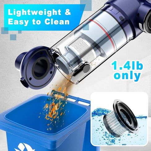 Handheld Vacuum Cordless - Car Vacuum Cleaner with Brushless Motor, 15kPa Powerful Suction Vacuum with LED Light, Type C Port, 2 Fliters, Portable Hand Vacuum for Home, Pet and Car in Kuwait