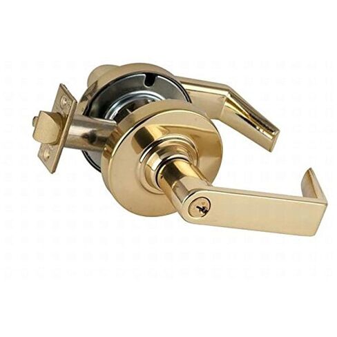 Schlage Commercial ND50PDRHO605 ND Series قفل أسطواني من الدرجة 1، وظيفة الدخول/المكتب، قفل بزر ضغط، تصميم رافعة رودس، لمسة نهائية من النحاس اللامع in Saudi Arabia