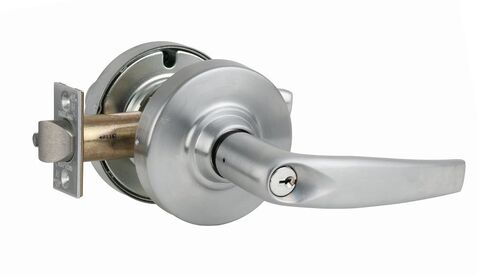 Schlage Commercial ND50PDATH626 ND Series قفل أسطواني من الدرجة الأولى، وظيفة الدخول/المكتب، قفل بزر ضغط، تصميم رافعة أثينا، لمسة نهائية من الكروم الساتان in Saudi Arabia