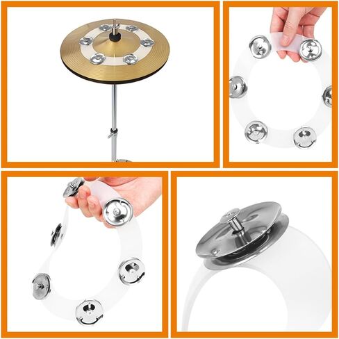 Artibetter Double-row Hi-hat Tambourine Cymbal Bell with 6 Silver Silicone Jingles Drum Set Accessory for Mounted Percussion and Jazz Drum Use in Saudi Arabia