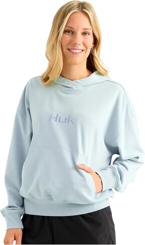 HUK Women's Edisto Terry Hoodie, Lightweight Terry Cloth Pullover, Casual Coastal Fishing Hoodie for Women in Saudi Arabia