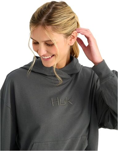 HUK Women's Edisto Terry Hoodie, Lightweight Terry Cloth Pullover, Casual Coastal Fishing Hoodie for Women in Saudi Arabia
