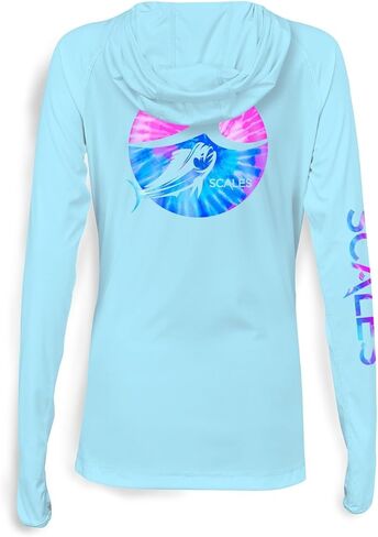 SCALES Tide Dye Flyer Womens Hooded Performance Shirt in Saudi Arabia