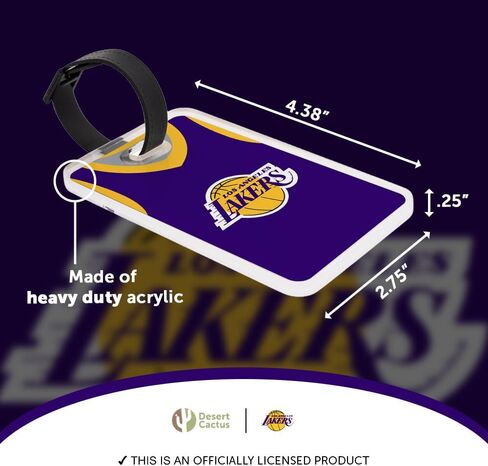 علامة الأمتعة Desert Cactus Los Angeles Lakers - بطاقة تعريف السفر الرسمية لكرة السلة الوطنية لكرة السلة LA Lakers NBA للحقائب والحقائب والحقائب المحمولة (علامة الأمتعة الأكريليك D) in Kuwait