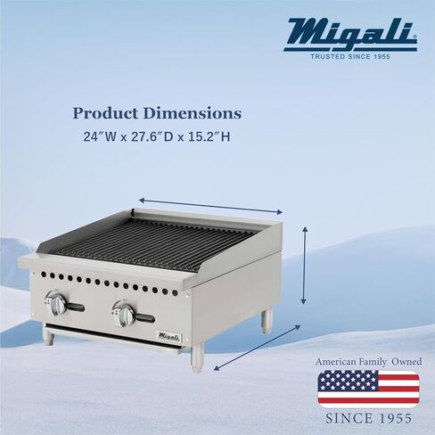 Migali C-CR24 شواية Char-Rock عريضة مقاس 24 بوصة - 70.000 وحدة حرارية بريطانية in Kuwait