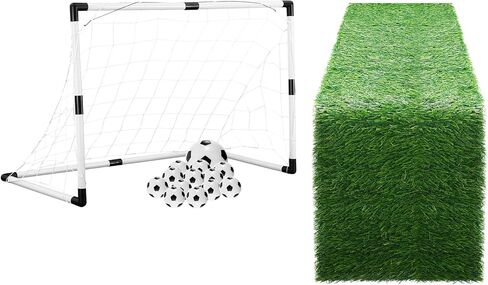 Buryeah 3 PCS Soccer تحت عنوان المائدة البلاستيكية يمكن التخلص منها 54 × 108 بوصات 12 PCS كرات شاطئية قابلة للنفخ 1PCS لوجودات الأهداف لصالح Soccer Tailgate Sport in Kuwait