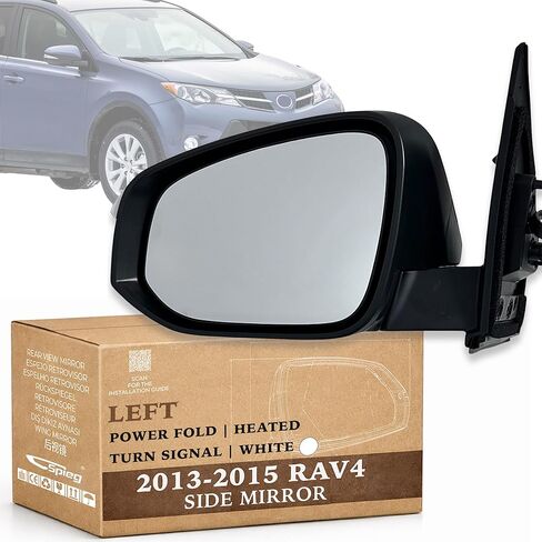Spieg Passenger Side Mirror for 2013-2015 Toyota RAV4 | Right Side View Mirror Assembly with Power Adjustment Heated Glass Turn Signal Light | Painted Black 7 Pins TO1321310 in Kuwait