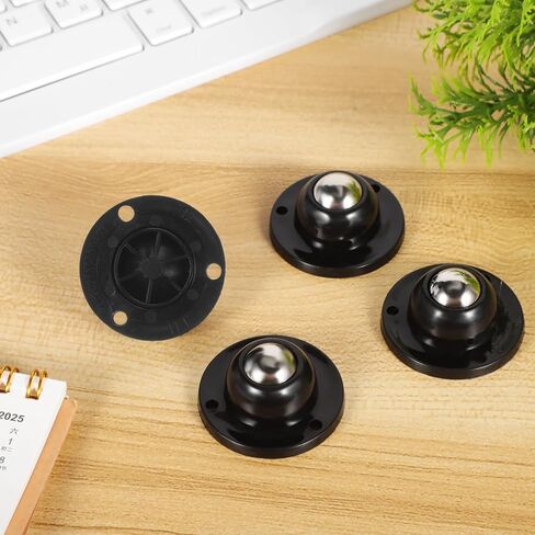 jojofuny 12pcs Black Adhesive Mini Swivel Wheels with Steel Balls, General Self-Adhesive Casters for Furniture, Appliances, Luggage, and Office Chairs in Saudi Arabia