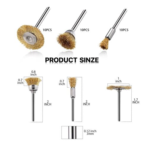 30 قطعة من فرش الأسلاك النحاسية، عجلة فرشاة الأسلاك، مجموعة عجلة تلميع الأسلاك النحاسية لأدوات دريميل الدوارة (مغزل 1/8 بوصة) in Kuwait
