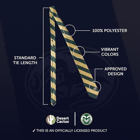 Desert Cactus Colorado State University Neck Tie CSU Rams 100% Polyester Necktie with Logo, Officially Licensed in Saudi Arabia