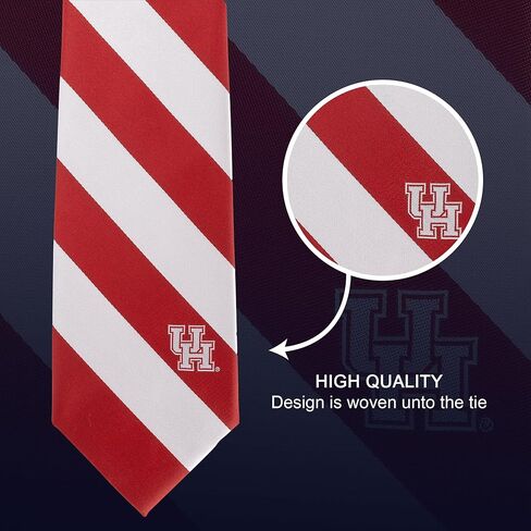 Desert Cactus University of Houston - Southeast Neck Tie UH Cougars 100% Polyester Necktie with Logo, Officially Licensed (Style A) in Saudi Arabia