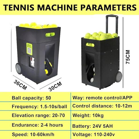 Tennis Ball Machine, Automatic Portable Tennis Ball Launcher/Thrower for All Level Players Training and Practice, Pre-Programmed and Custom Drills, Complete with App/Remote Control in Saudi Arabia