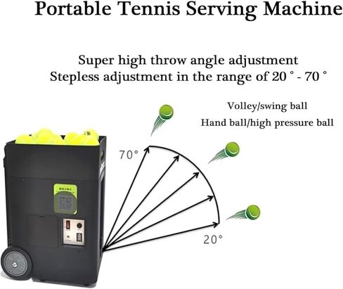 آلة كرات التنس، قاذفة كرات التنس الأوتوماتيكية، سعة 50 كرة، زاوية إطلاق قابلة للتعديل، تدريبات مبرمجة مسبقًا ومخصصة، للمبتدئين في التدريب الرياضي الفردي in Kuwait