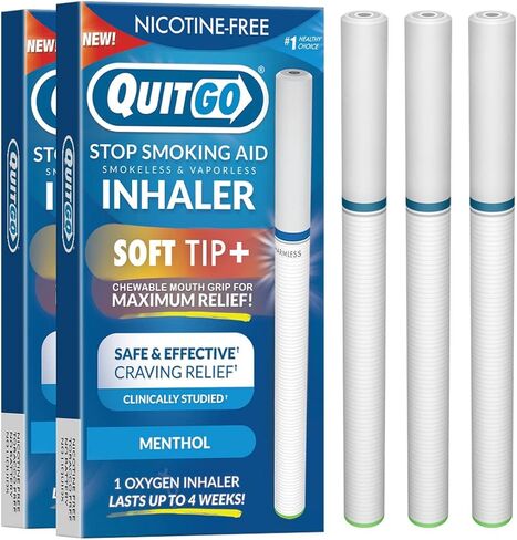 جهاز استنشاق بخار بدون دخان ذو طرف ناعم | جهاز استنشاق طبيعي 100%، خالٍ من النيكوتين لدعم الفم واستبدال عاداته عندما تريد الإقلاع عن التدخين (3 عبوات، المنثول) in Kuwait