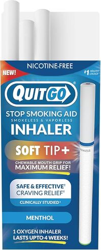 جهاز استنشاق بخار بدون دخان ذو طرف ناعم | جهاز استنشاق طبيعي 100%، خالٍ من النيكوتين لدعم الفم واستبدال عاداته عندما تريد الإقلاع عن التدخين (3 عبوات، المنثول) in Kuwait