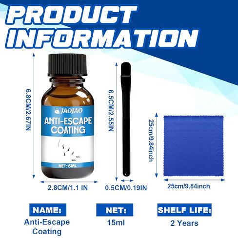 JAOJAO Anti-Escape Coating Creates Slippery Non-Drying Barrier with Brush Easy Application Wear Resistant Long-Lasting Protection Stop Reptiles Anti-Escape Protection, 15ml in Kuwait