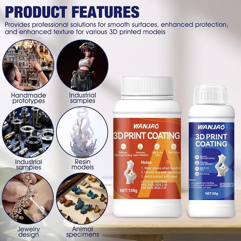 3D Print Coating, Clear Epoxy, Epoxy Resin High-Performance Excellent Coverage Mould Making Special Effects Silicone Rubber Hard Coating, 3:1 Mix for Smoothing 3D Printed Parts, 150g+50g in Kuwait