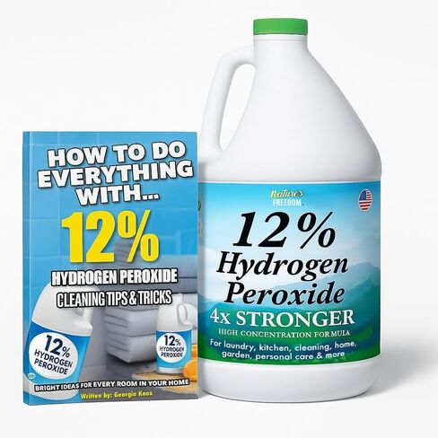 Nature's Freedom 12% Hydrogen Peroxide, 1 Gallon with “How to Do Everything with 12% Hydrogen Peroxide" Cleaning Book – Pure H2O2 for Home & Surface Cleaning in Saudi Arabia