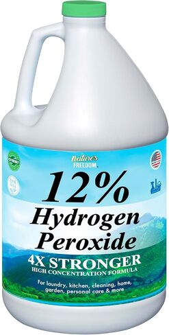 Nature's Freedom 12% Hydrogen Peroxide, 1 Gallon with “How to Do Everything with 12% Hydrogen Peroxide" Cleaning Book – Pure H2O2 for Home & Surface Cleaning in Kuwait